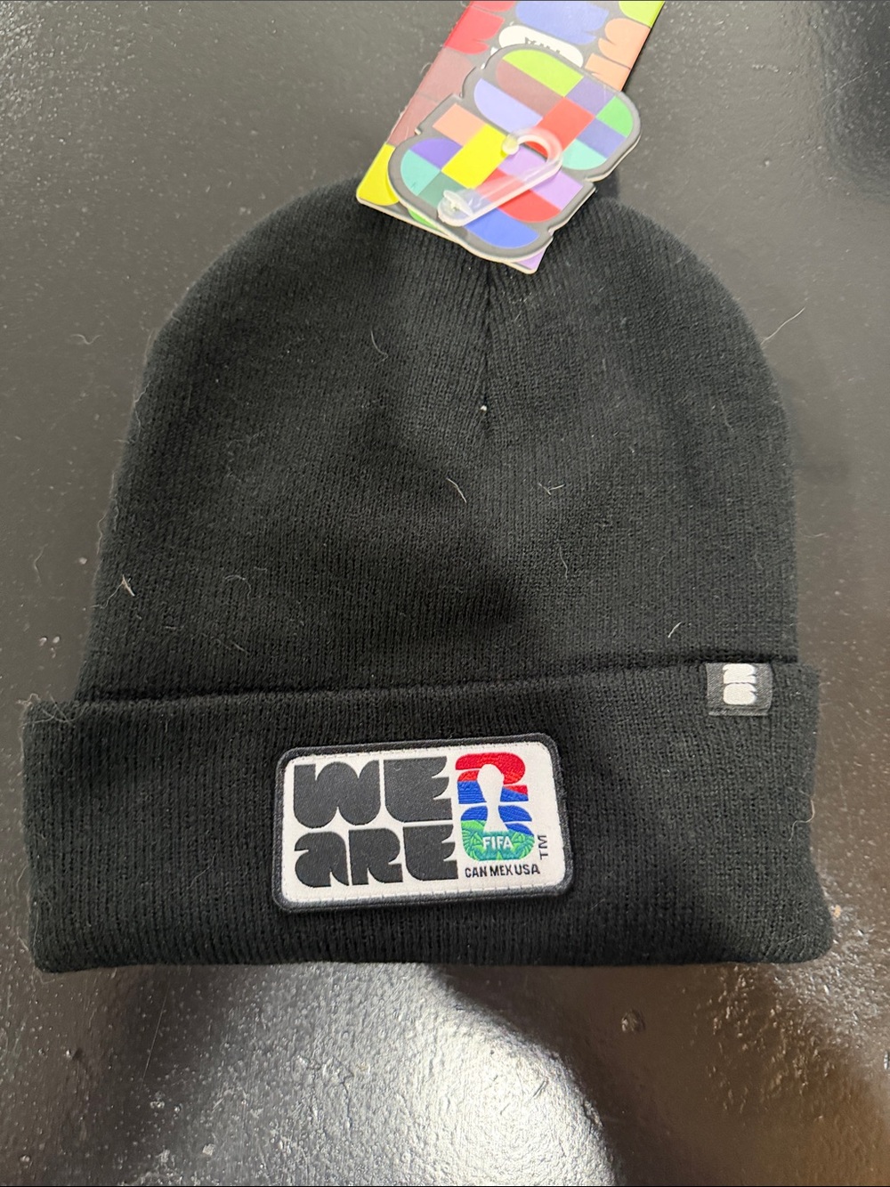 WE ARE Black Knit Beanie Hat for Kids